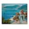 Designart - House Near The Sea Colorful Flowers I - Nautical & Coastal Print on Natural Pine Wood